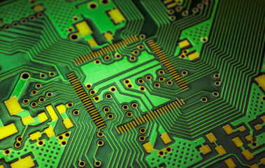 a printed circuit board in blue