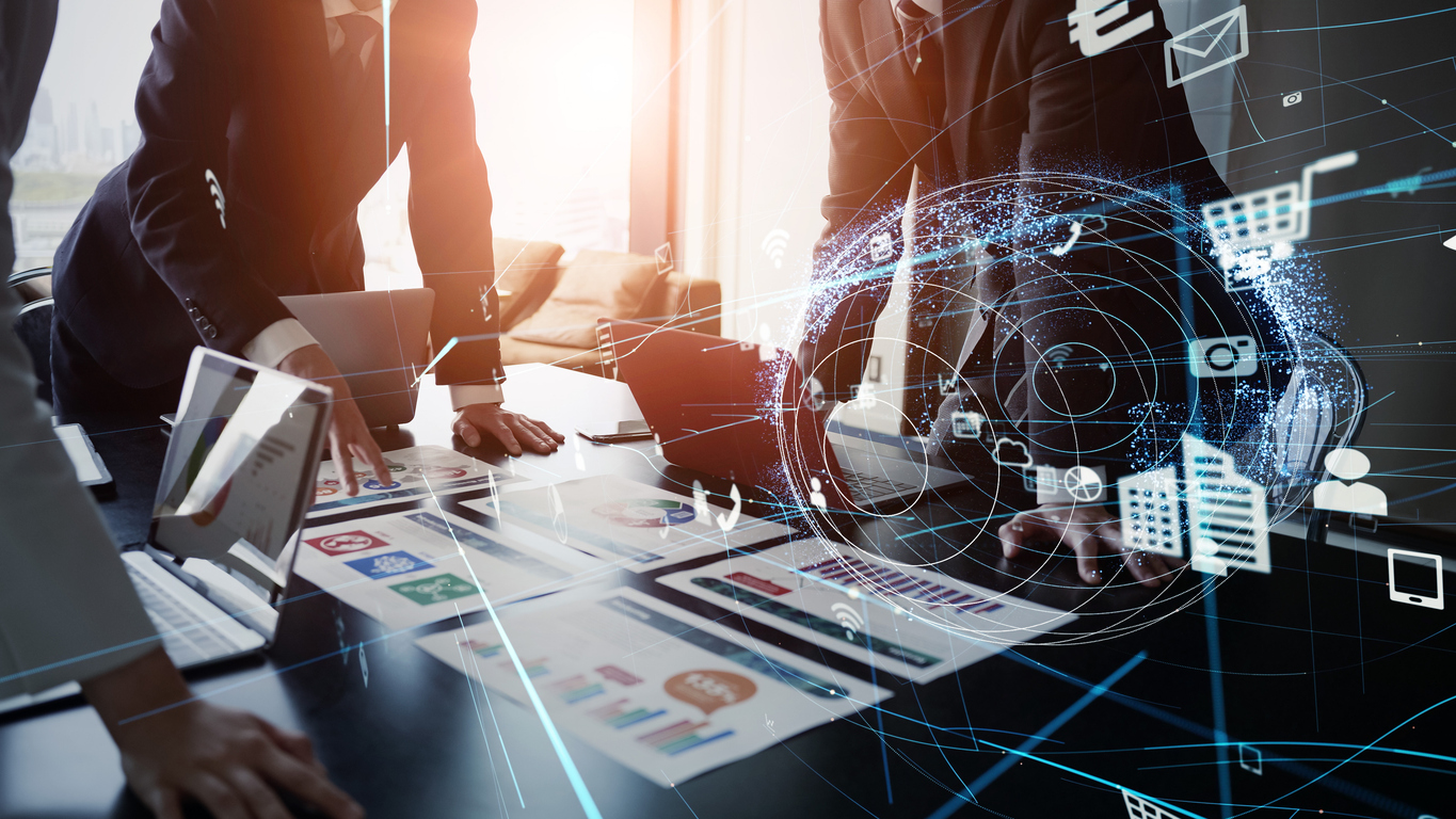 Business strategy concpet. Teamwork of business. Communication network. IoT. ICT. Business strategy concpet. Teamwork of business. Communication network. IoT. ICT.